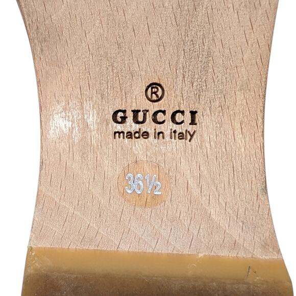 Vintage Gucci Horsebit Wood Clog Slide Flat Sandal GG Monogram Beige Pink 36.5 - Picture 9 of 12